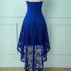 Straps Royal Blue Lace Dress Graduation Dress
